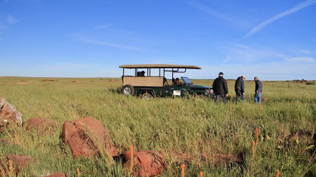 The SANBI flower safari vehicle out in the open fields