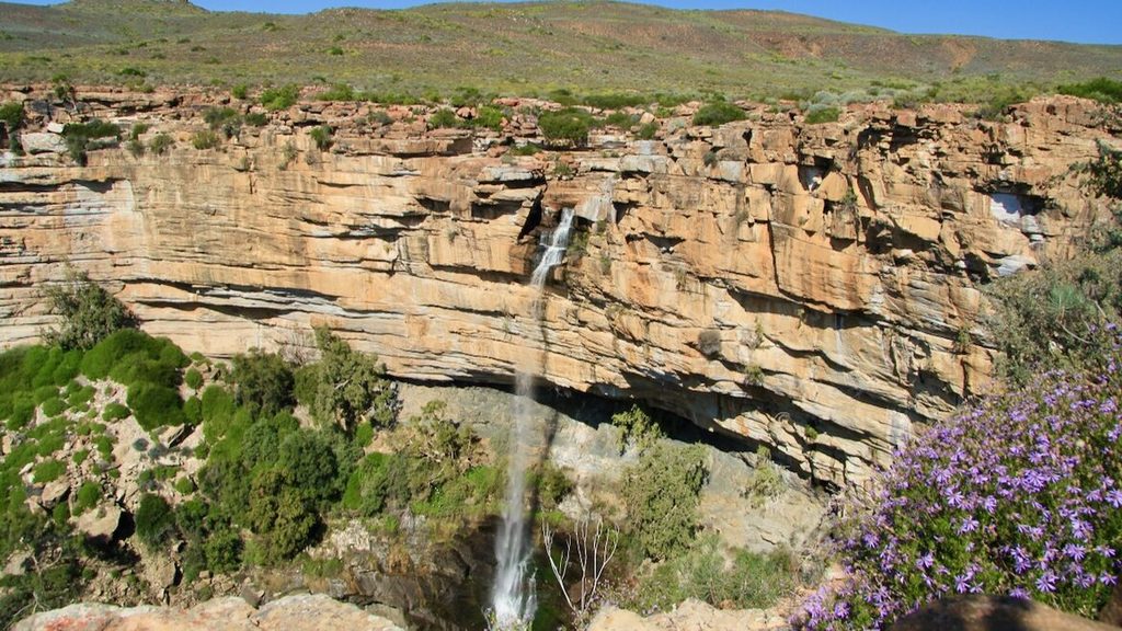 A view of the Nieuwoudtville waterfall a few kilometers outside of the town.